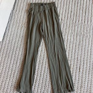 Green wide leg casual pant